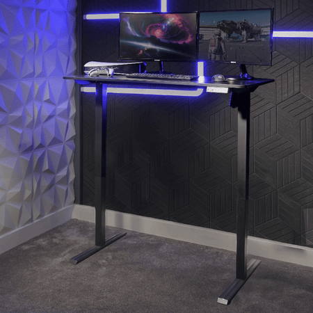 Ergonomic black standing desk for home office workspace