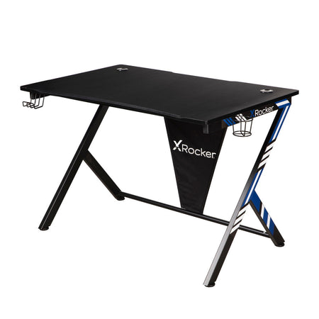 Ocelot Aluminium Carbon Gaming Tisch mit Stickern in Rot & Blau - X Rocker EU