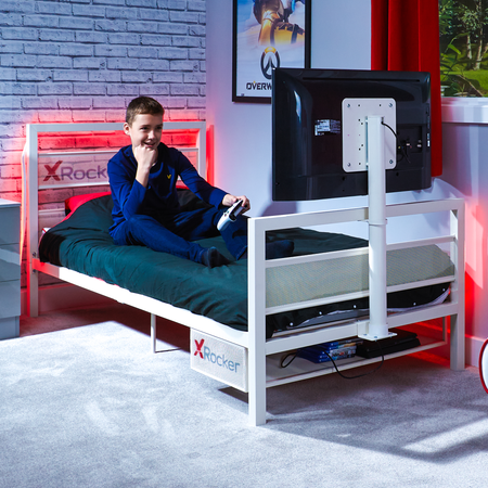 Basecamp Metall Gaming Bett mit TV-Halterung - Weiß - X Rocker EU