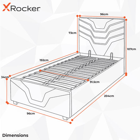 Cosmos RGB Ottoman Gaming Stauraumbett mit RGB-Beleuchtung für Kinder & Jugendliche - X Rocker EU