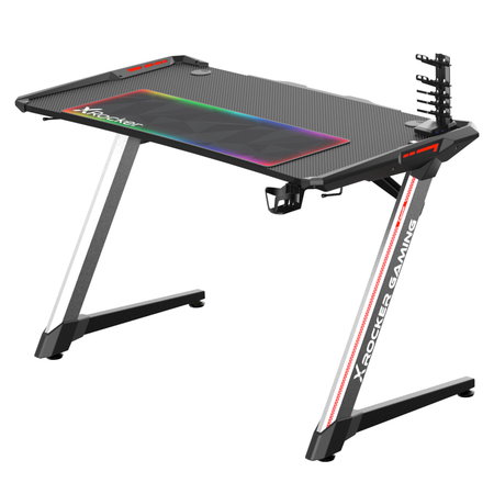 Lynx Aluminium Carbon Gaming Tisch mit LED-Beleuchtung - X Rocker EU