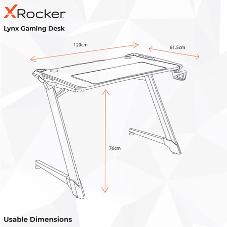 Lynx Aluminium Carbon Gaming Tisch mit LED-Beleuchtung - X Rocker EU