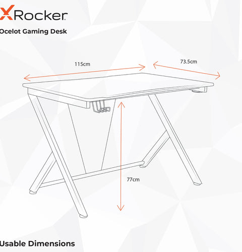 Ocelot Aluminium Carbon Gaming Tisch mit Stickern in Rot & Blau - X Rocker EU