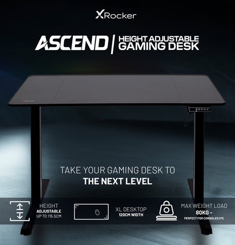 Close-up of electric lift control panel on black desk