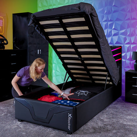 Cosmos RGB Ottoman Gaming Stauraumbett mit RGB-Beleuchtung für Kinder & Jugendliche - X Rocker EU