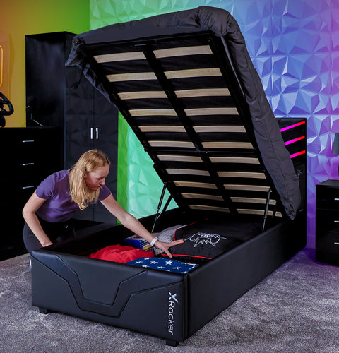 Cosmos RGB Ottoman Gaming Stauraumbett mit RGB-Beleuchtung für Kinder & Jugendliche - X Rocker EU