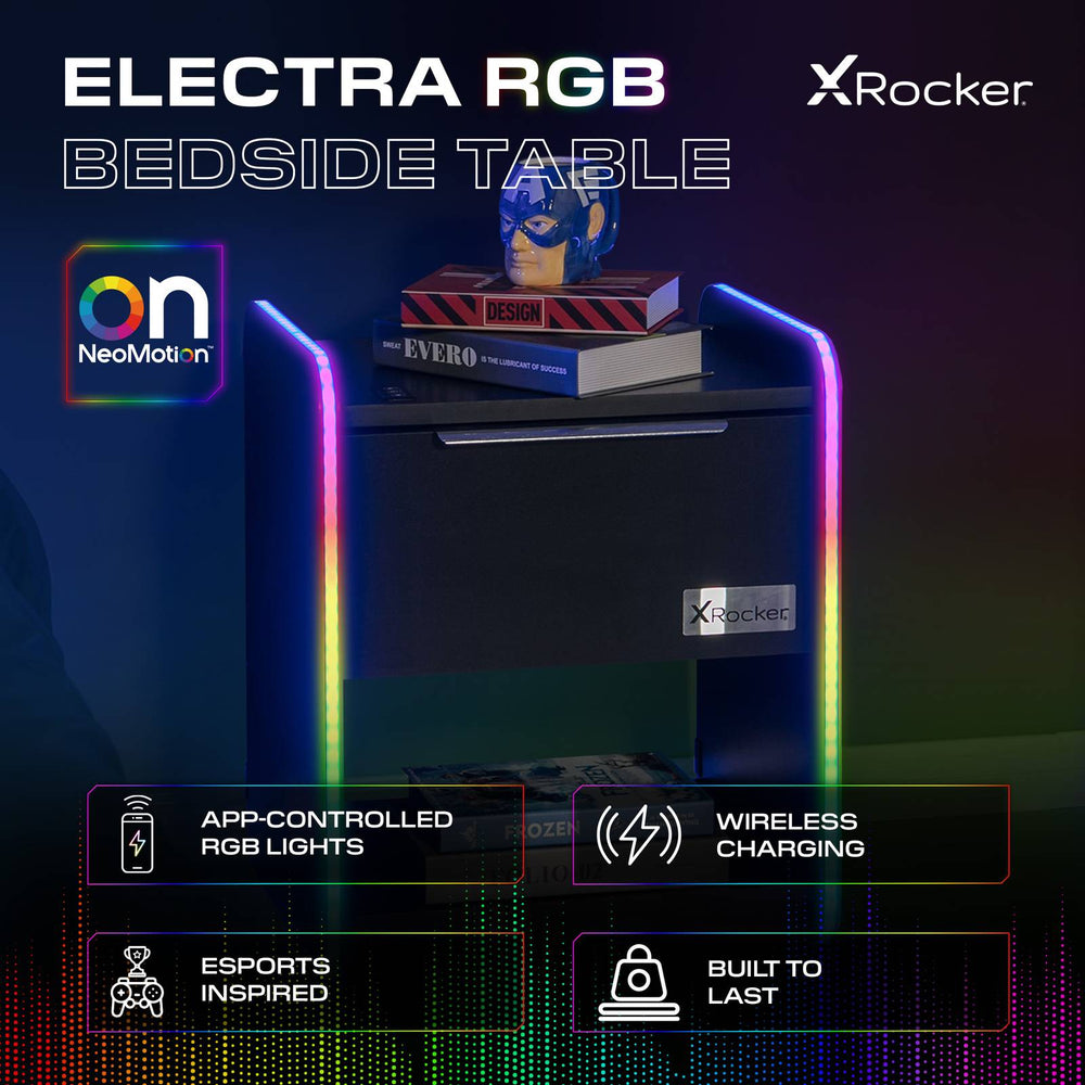 Electra Gaming Nachtschrank mit RGB-Beleuchtung & Wireless Charging