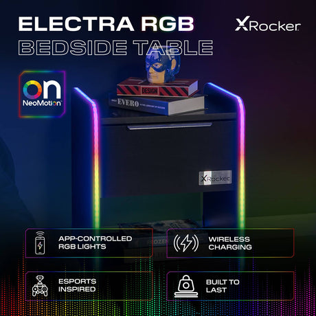 Electra Gaming Nachtschrank mit RGB-Beleuchtung & Wireless Charging