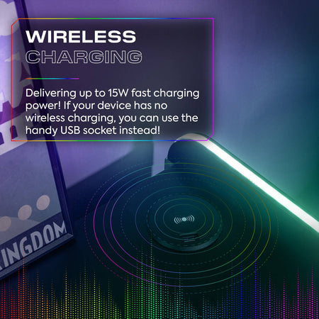 Electra Gaming Nachtschrank mit RGB-Beleuchtung & Wireless Charging