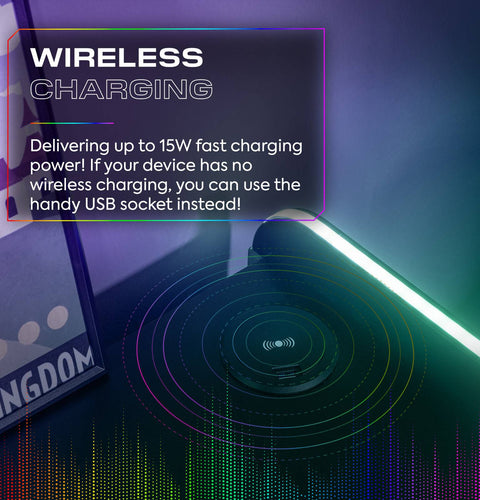 Electra Gaming Nachtschrank mit RGB-Beleuchtung & Wireless Charging