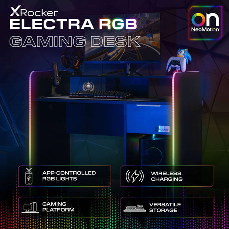 Electra Gaming Schreibtisch mit RGB-Beleuchtung & Wireless Charging