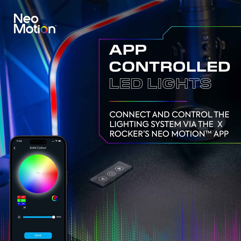 Electra Gaming Schreibtisch mit RGB-Beleuchtung & Wireless Charging