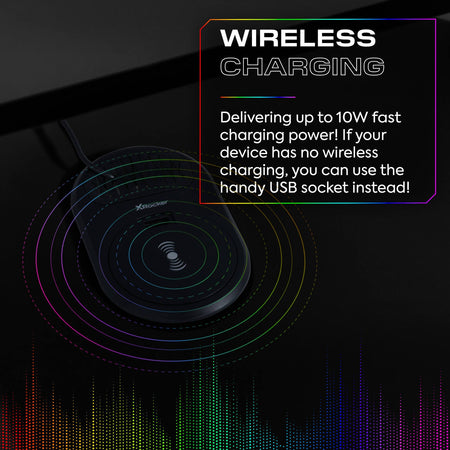 Electra Gaming Schreibtisch mit RGB-Beleuchtung & Wireless Charging