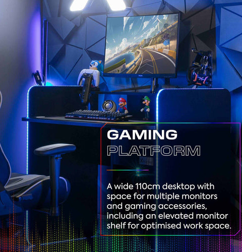 Electra Gaming Schreibtisch mit RGB-Beleuchtung & Wireless Charging