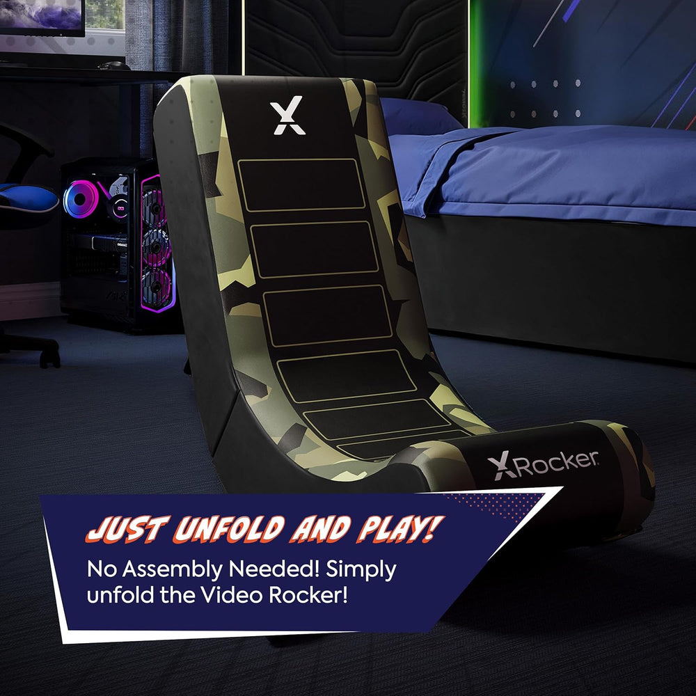 Video Rocker Gaming-Stuhl für Kinder - Geo Camo - Grün