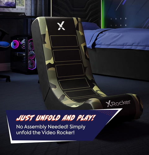 Video Rocker Gaming-Stuhl für Kinder - Geo Camo - Grün