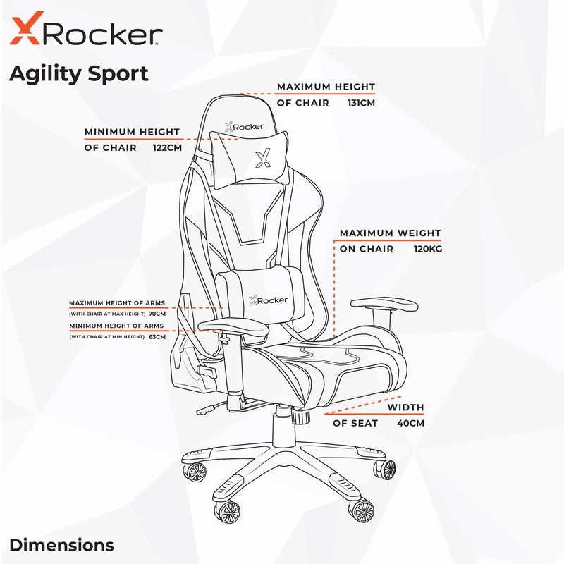 Agility eSports Gaming Bürostuhl - Carbon Schwarz - X Rocker EU