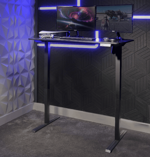 Ergonomic black standing desk for home office workspace