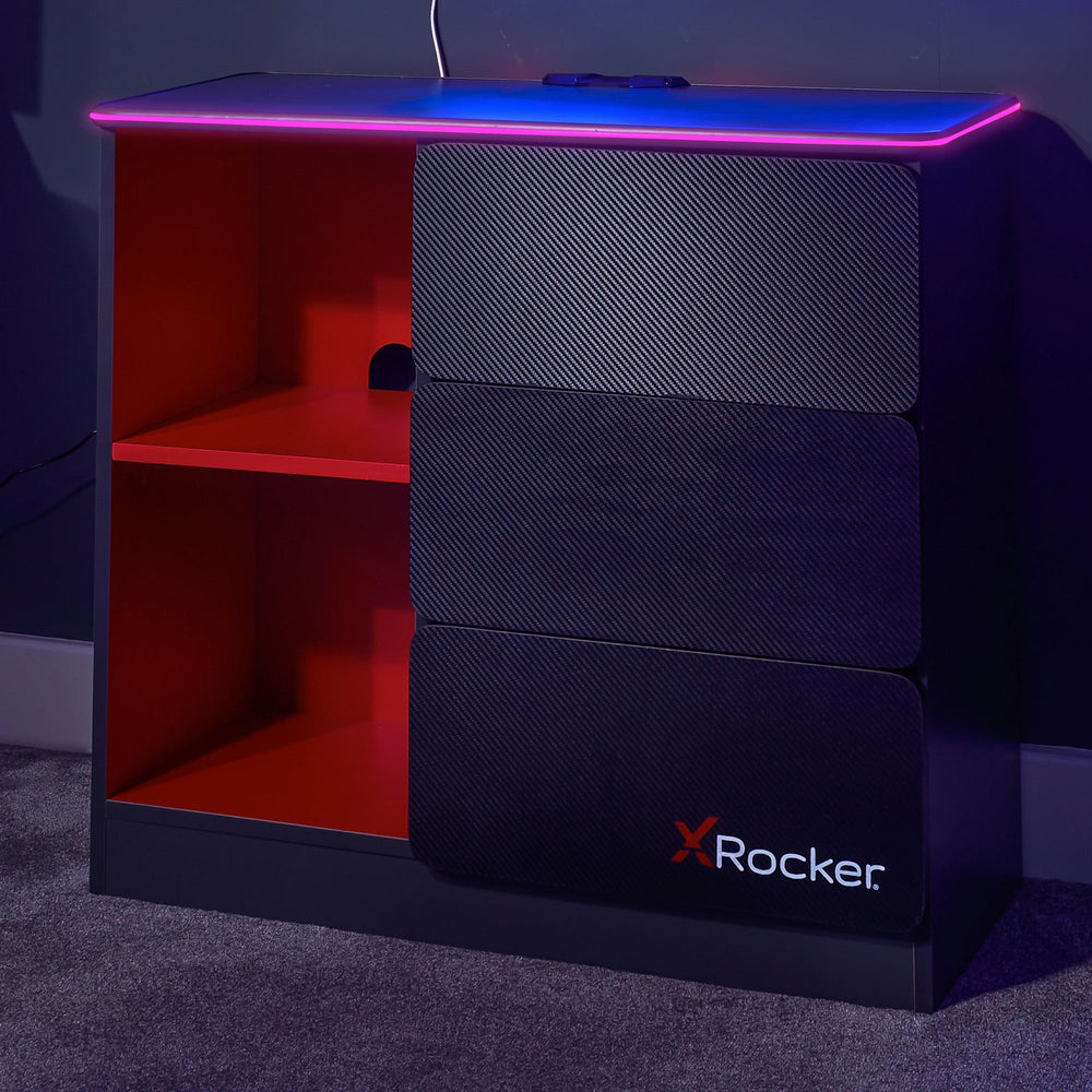 Carbon-Tek Gaming Schubladen-Kommode mit LED-Beleuchtung