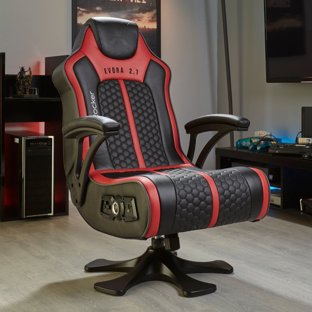 Evora 2.1 Gaming & Entertainment Sessel - Schwarz/Rot - X Rocker EU