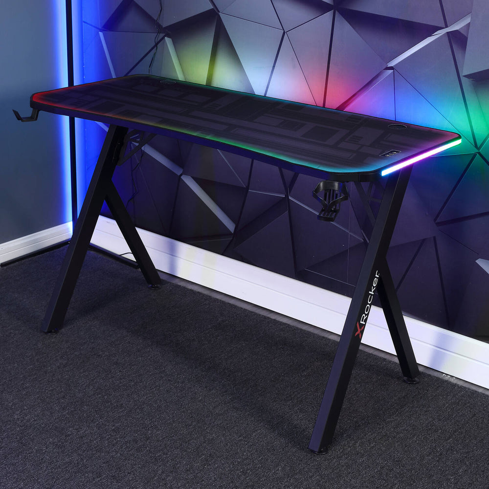 Lumio Compact RGB Gaming Schreibtisch mit Beleuchtung & App-Steuerung - X Rocker EU