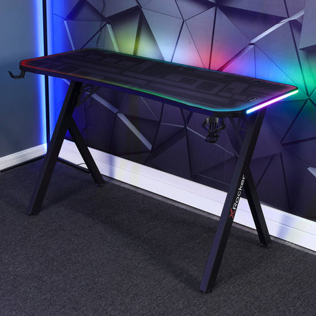 Lumio Compact RGB Gaming Schreibtisch mit Beleuchtung & App-Steuerung - X Rocker EU