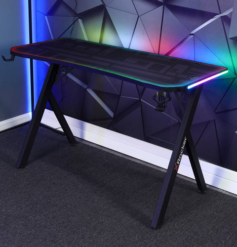Lumio Compact RGB Gaming Schreibtisch mit Beleuchtung & App-Steuerung - X Rocker EU