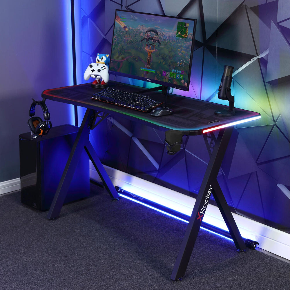 Lumio Compact RGB Gaming Schreibtisch mit Beleuchtung & App-Steuerung - X Rocker EU