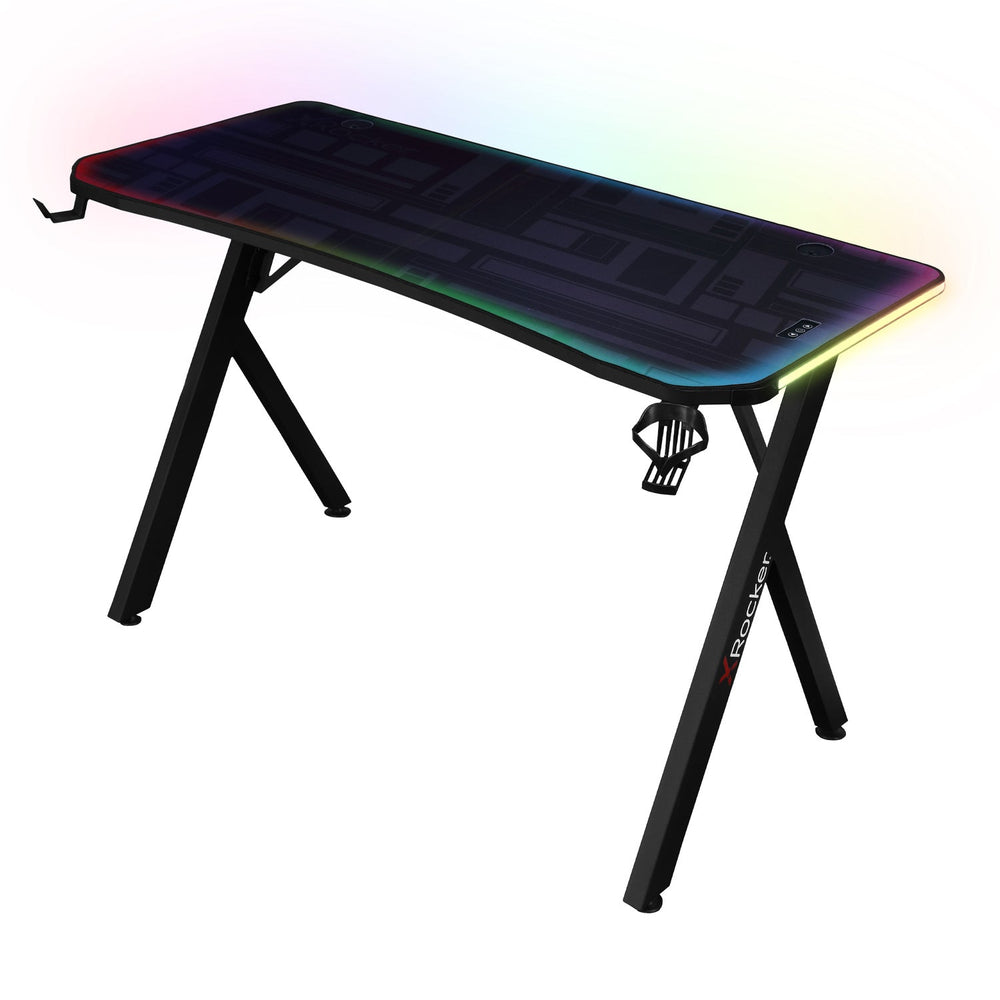Lumio Compact RGB Gaming Schreibtisch mit Beleuchtung & App-Steuerung - X Rocker EU