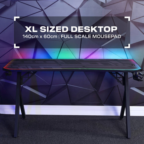 Lumio XL RGB - Gaming Schreibtisch mit Beleuchtung & App-Steuerung - X Rocker EU