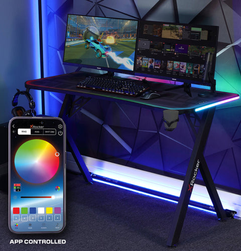 Lumio XL RGB - Gaming Schreibtisch mit Beleuchtung & App-Steuerung - X Rocker EU