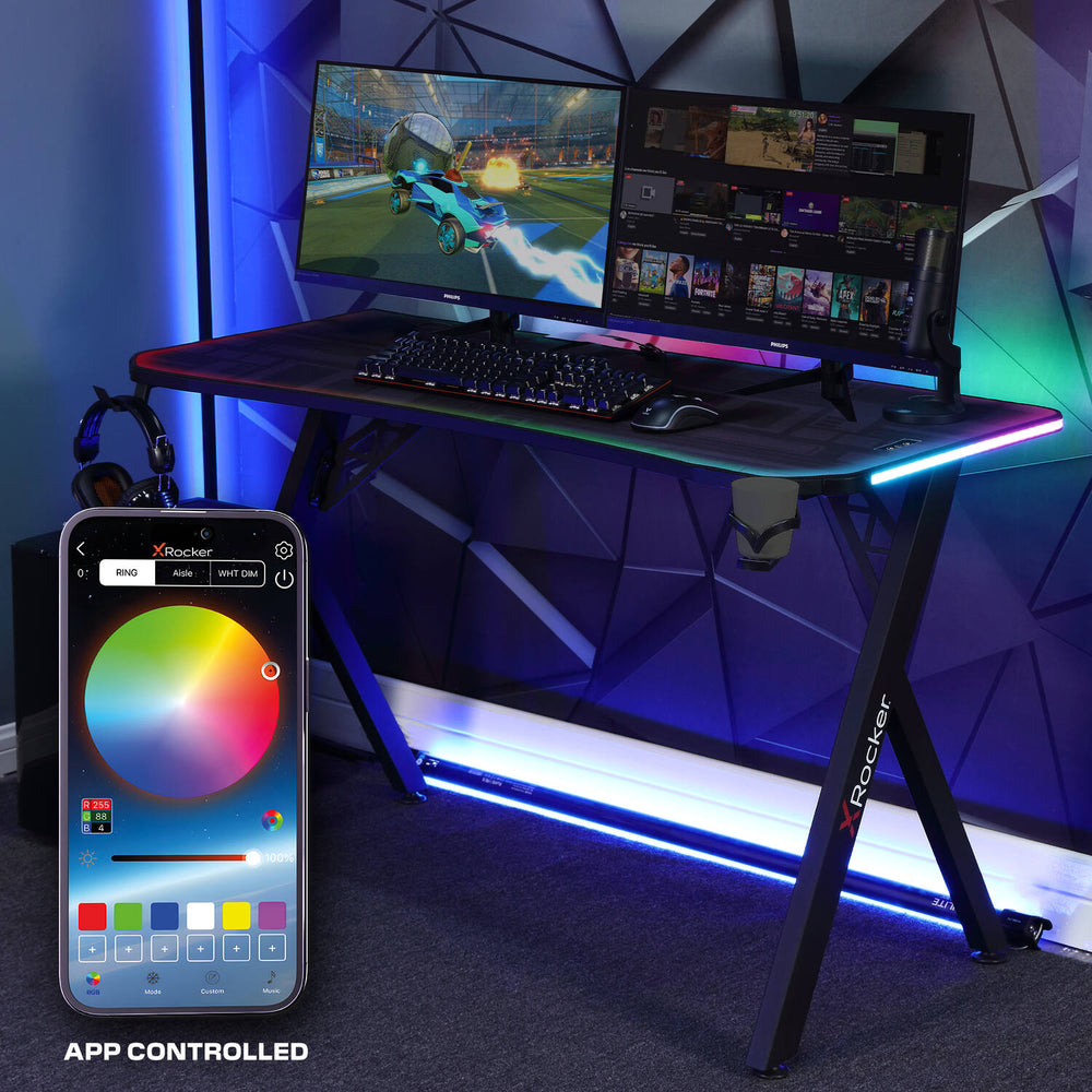 Lumio XL 140cm RGB Gaming Schreibtisch mit Beleuchtung & App-Steuerung