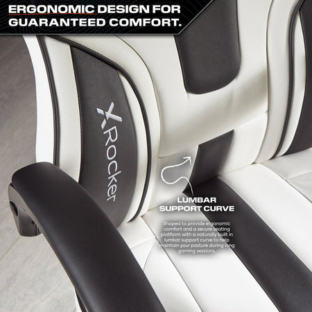 Maverick Gaming Bürostuhl für Teenager - Weiß/Schwarz - X Rocker EU