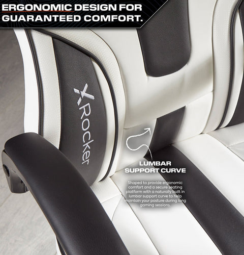 Maverick Gaming Bürostuhl für Teenager - Weiß/Schwarz - X Rocker EU