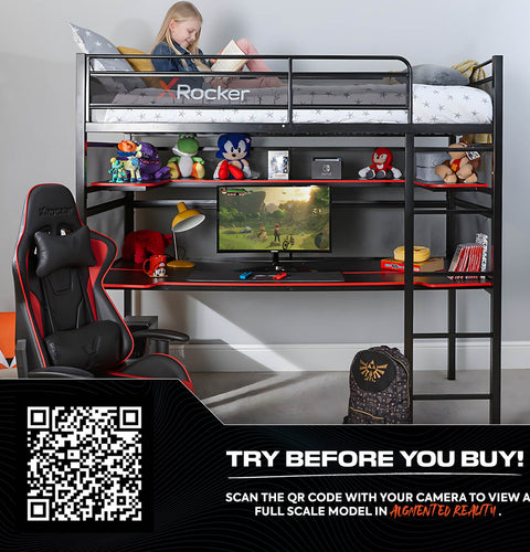 Battlebunk Gaming Hochbett mit XL-Schreibtisch - X Rocker EU