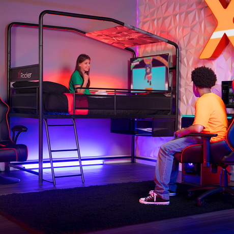 Contra - Gaming Etagenbett mit TV Halterung & 4 Aufbaumöglichkeiten - X Rocker EU