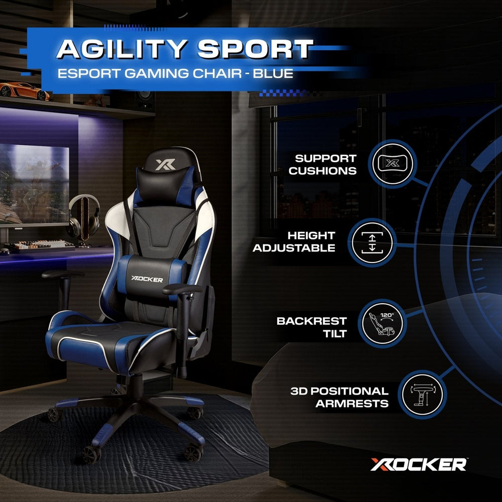 Agility eSports Gaming Bürostuhl - Blau - X Rocker EU