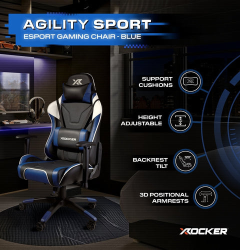 Agility eSports Gaming Bürostuhl - Blau - X Rocker EU