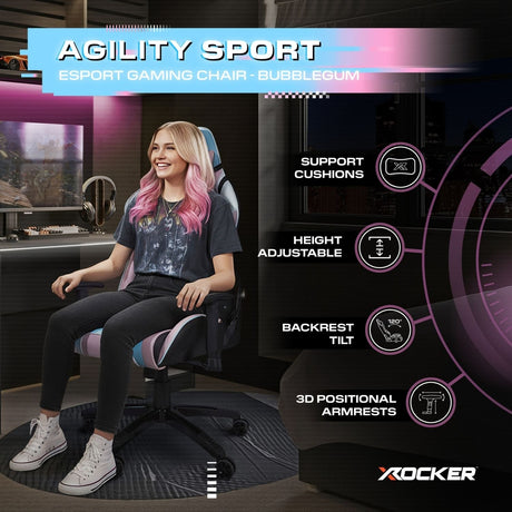 Agility eSports Ergonomischer PC Gaming Stuhl - Bubblegum Edition
