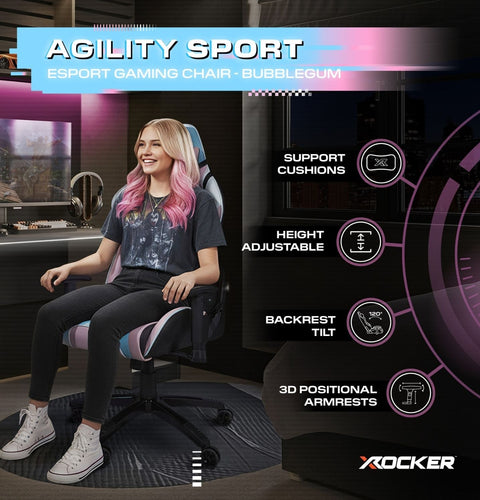 Agility eSports Ergonomischer PC Gaming Stuhl - Bubblegum Edition