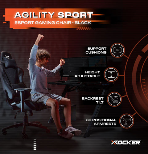 Agility eSports Gaming Bürostuhl - Carbon Schwarz - X Rocker EU