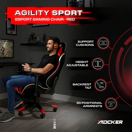 Agility eSports Gaming Bürostuhl - Rot - X Rocker EU