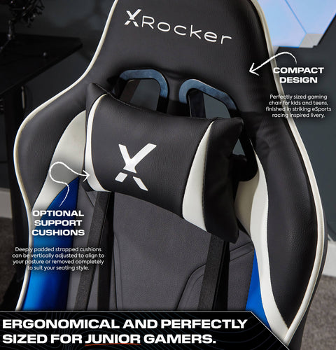 Agility Compact eSports Gaming Bürostuhl für Teenager - Blau - X Rocker EU