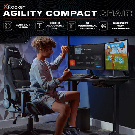 Agility Compact eSports Gaming Bürostuhl für Teenager - Schwarz - X Rocker EU