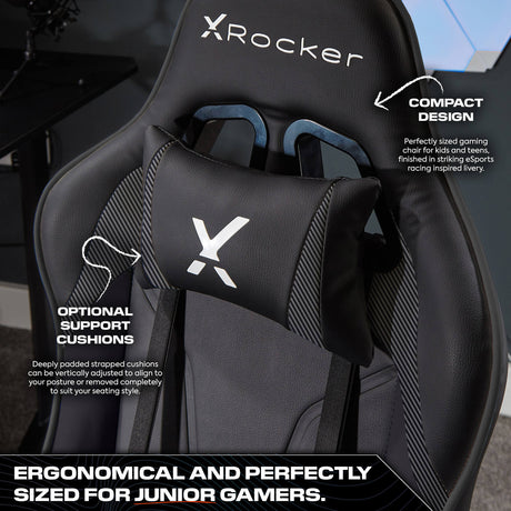 Agility Compact eSports Gaming Bürostuhl für Teenager - Schwarz - X Rocker EU