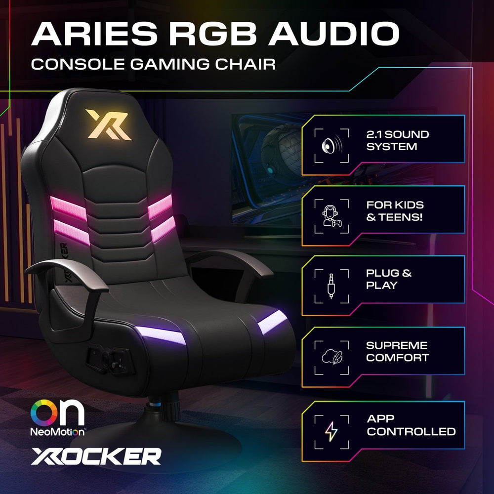Aries RGB 2.1 Audio Konsolen Gaming Stuhl mit LED Beleuchtung