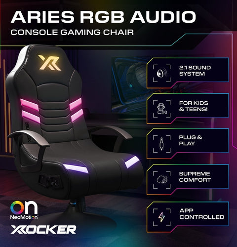 Aries RGB 2.1 Audio Konsolen Gaming Stuhl mit LED Beleuchtung