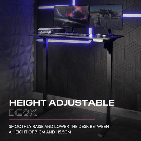 Ascend 120 cm elektrisch höhenverstellbarer Gaming-Schreibtisch – Schwarz