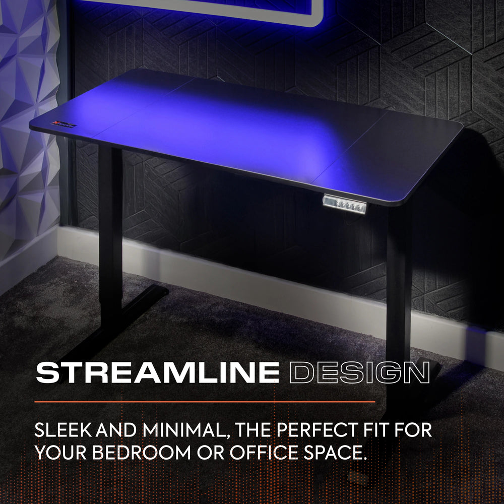 Ascend 120 cm elektrisch höhenverstellbarer Gaming-Schreibtisch – Schwarz