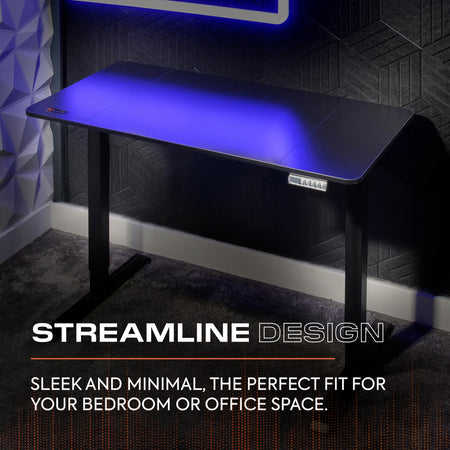 Ascend 120 cm elektrisch höhenverstellbarer Gaming-Schreibtisch – Schwarz